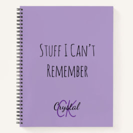 Funny Stuff I Can’t Remember Monogram Notebook Notitieboek