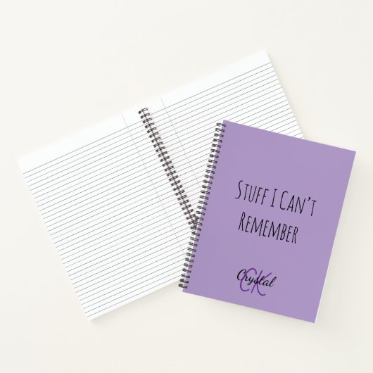 Funny Stuff I Can’t Remember Monogram Notebook Notitieboek (Binnen)
