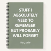 Funny "Stuff I Need To Remember"  Personalized Notitieboek (Voorkant)