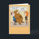 Funny Stuffed Beer Surprise Birthday Kaart<br><div class="desc">Hier is een leuke en grappige verjaardagskaart voor cartoons met een man die denkt dat hij zijn vrouw een geweldig cadeau in de vorm van een gevuld beer voorstelt. Maar het beer zit vol omdat hij een grote lunch had. Bedankt om dit originele ontwerp te kiezen door © Chuck Ingwersen...</div>