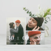 Funny & Stylish 3 Multi Photo Wedding Collage  Save The Date (Staand voorkant)