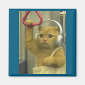 Funny Subway Cat Meme Stud Brainrot Cats Humor Kit Magneet (Voorkant)