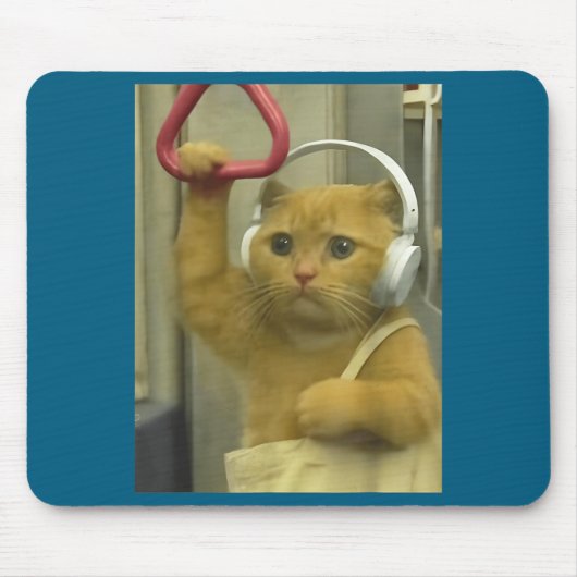 Funny Subway Cat Meme Stud Brainrot Cats Humor Kit Muismat (Voorkant)