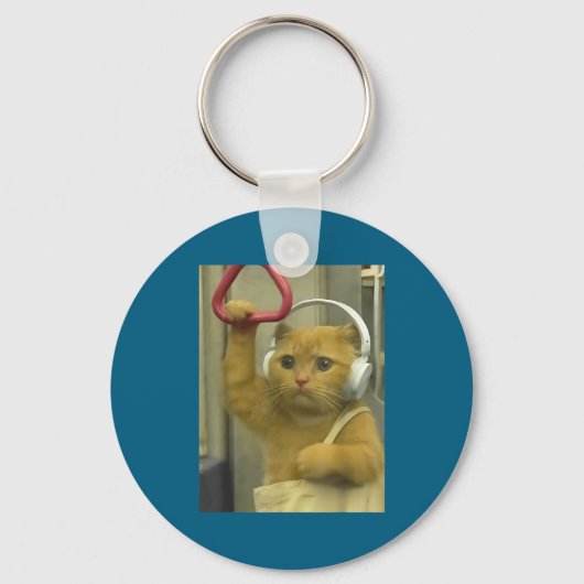 Funny Subway Cat Meme Stud Brainrot Cats Humor Kit Sleutelhanger (Voorkant)