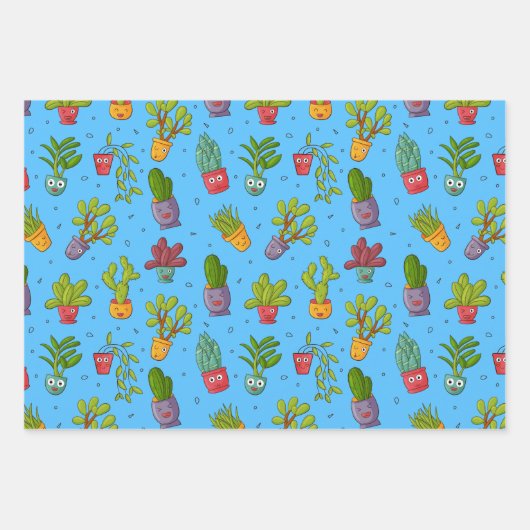 Funny Succulent Cactus Wrapping Paper Set (Voorkant 2)