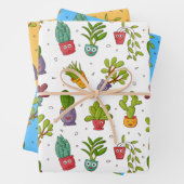 Funny Succulent Cactus Wrapping Paper Set (In situ)
