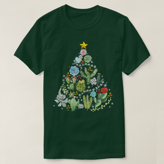 Funny Succulent Christmas Tree Cactus Gardener Xma T-shirt (Design voorkant)