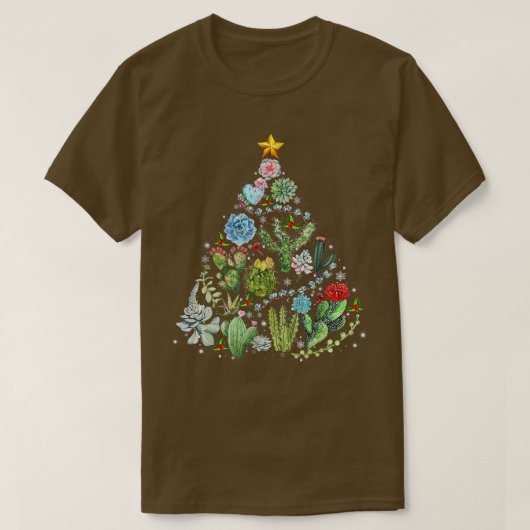 Funny Succulent met kerstbomen Cactus Gardener Xma T-shirt (Design voorkant)