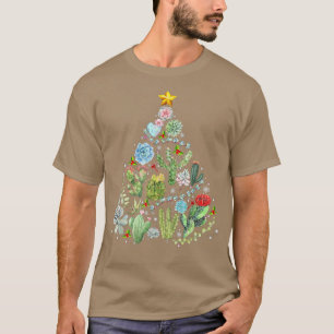 Funny Succulent met kerstbomen Cactus Gardener Xma T-shirt