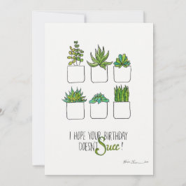Funny Succulent verjaardagskaart, planten pun-kaar Bedankkaart