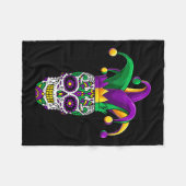 Funny Sugar Skull Mardi Gras Party Apparel Fleece Deken (Voorkant (Horizontaal))