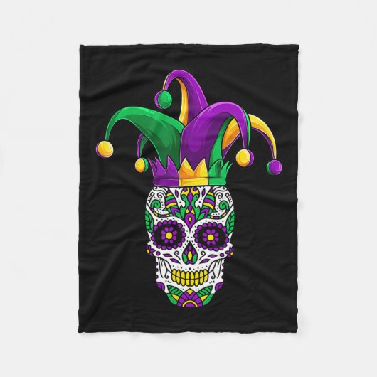 Funny Sugar Skull Mardi Gras Party Apparel Fleece Deken (Voorkant)