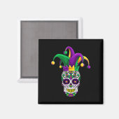 Funny Sugar Skull Mardi Gras Party Apparel Magneet (Voorkant / Achterkant)