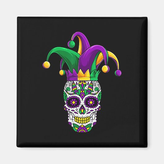 Funny Sugar Skull Mardi Gras Party Apparel Magneet (Voorkant)