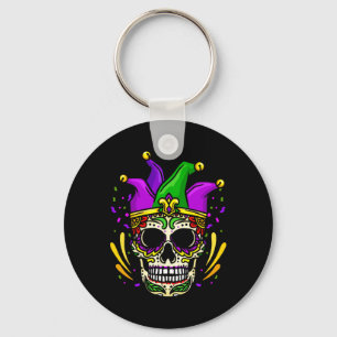 Funny Sugar Skull Mardi Gras Party Apparel Mannen Sleutelhanger