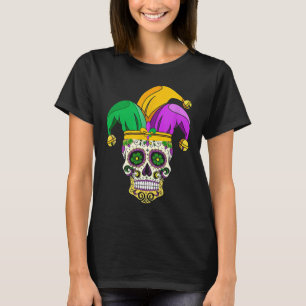 Funny Sugar Skull Mardi Gras Party Apparel Mannen T-shirt
