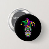 Funny Sugar Skull Mardi Gras Party Apparel Ronde Button 5,7 Cm (Voorkant /achterkant)