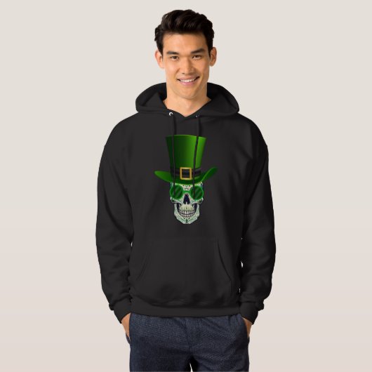 Funny Sugar Skull Saint Patricks Day of Dead Hoodie (Voorkant volledig)