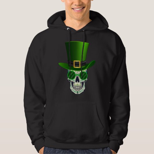 Funny Sugar Skull Saint Patricks Day of Dead Hoodie (Voorkant)