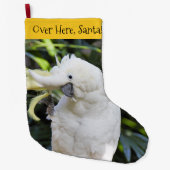 Funny Sulfur-Crested Cockatau Parrot Bird Waves Grote Kerstsok (Voorkant)