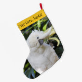 Funny Sulfur-Crested Cockatau Parrot Bird Waves Grote Kerstsok (Achterkant (Hangend))