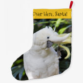 Funny Sulfur-Crested Cockatau Parrot Bird Waves Grote Kerstsok (Achterkant)