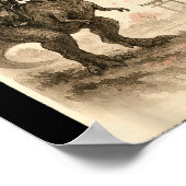 Funny Sumi-e Kawaii Cat Riding Dinosaur Japanese A Poster (Hoek)