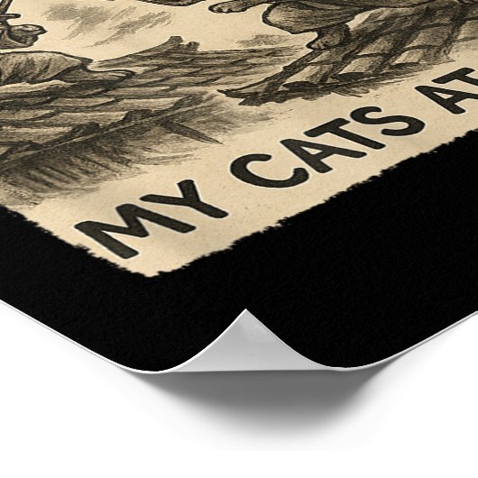 Funny Sumi-e Kawaii Ink Painting Japanese My Cats  Poster (Hoek)