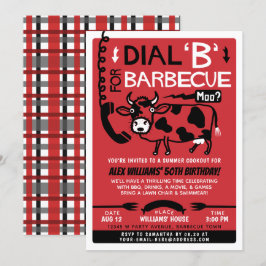 Funny Summer Barbecue Cookout | Retro 60s BBQ Cow Kaart