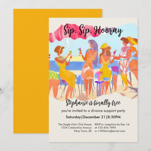 Funny Summer Beach Cocktail Women's Divorce Party Kaart (Voorkant / Achterkant)