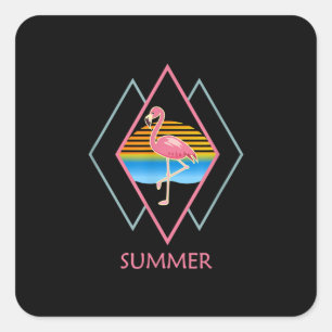 Funny Summer Flamingo   Cute Flamingo Lover Vierkante Sticker