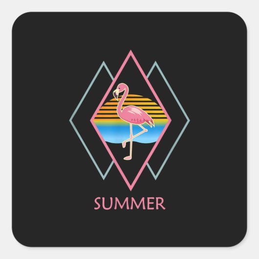 Funny Summer Flamingo | Cute Flamingo Lover Vierkante Sticker (Voorkant)