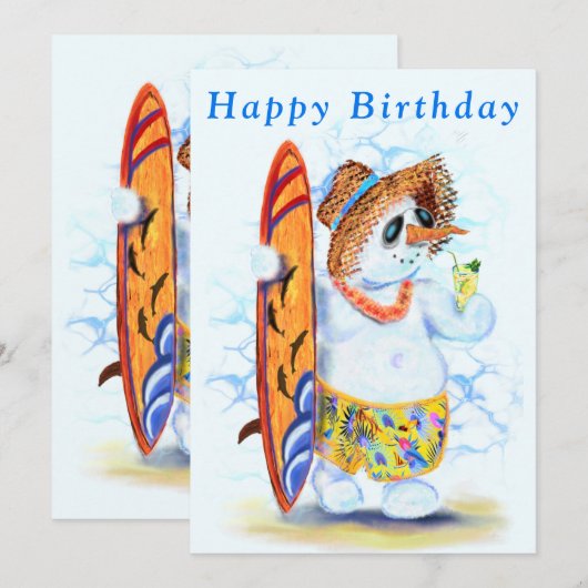 Funny Summer Snowman Surfer Drinken Fresh Cocktail (Voorkant / Achterkant)