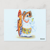 Funny Summer Snowman Surfer Drinken Fresh Cocktail Briefkaart (Achterkant)