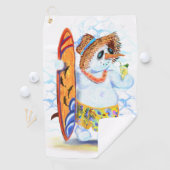 Funny Summer Snowman Surfer Drinken Fresh Cocktail Golfhanddoek (Insitu)