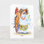 Funny Summer Snowman Surfer Drinken Fresh Cocktail Kaart (Achterkant)