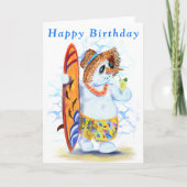 Funny Summer Snowman Surfer Drinken Fresh Cocktail Kaart (Voorkant)