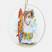 Funny Summer Snowman Surfer Drinken Fresh Cocktail Keramisch Ornament (Links)