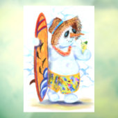Funny Summer Snowman Surfer Drinken Fresh Cocktail Raamsticker (Vel 3)