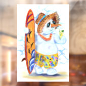 Funny Summer Snowman Surfer Drinken Fresh Cocktail Raamsticker (Vel 2)