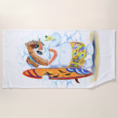 Funny Summer Snowman Surfer Drinken Fresh Cocktail Strandlaken (Voorkant)