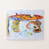 Funny Summer Snowman Surfer Drinken Fresh - Fun Legpuzzel (Horizontaal)