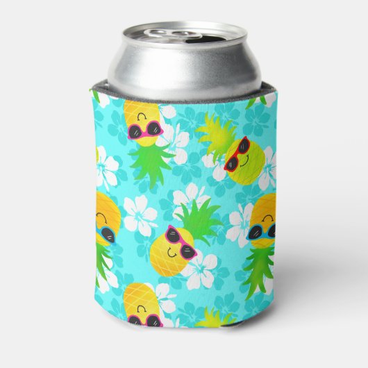 Funny Summer Tropical Pineapples Blikjeskoeler (Blikje Achterkant)