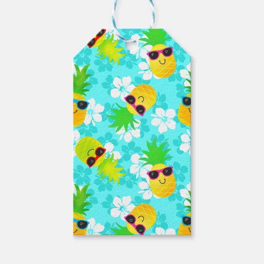 Funny Summer Tropical Pineapples Cadeaulabel (Voorkant)