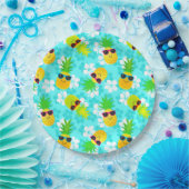 Funny Summer Tropical Pineapples Papieren Bordje (Feest)