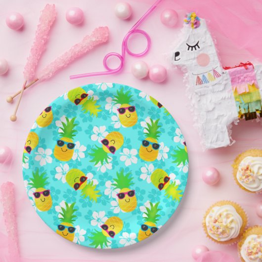 Funny Summer Tropical Pineapples Papieren Bordje (Feest)