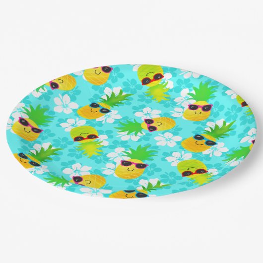 Funny Summer Tropical Pineapples Papieren Bordje (Gekanteld)