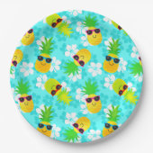 Funny Summer Tropical Pineapples Papieren Bordje (Voorkant)