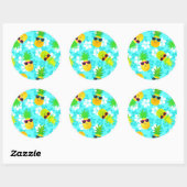 Funny Summer Tropical Pineapples Ronde Sticker (Vel)