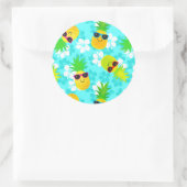 Funny Summer Tropical Pineapples Ronde Sticker (Tas)